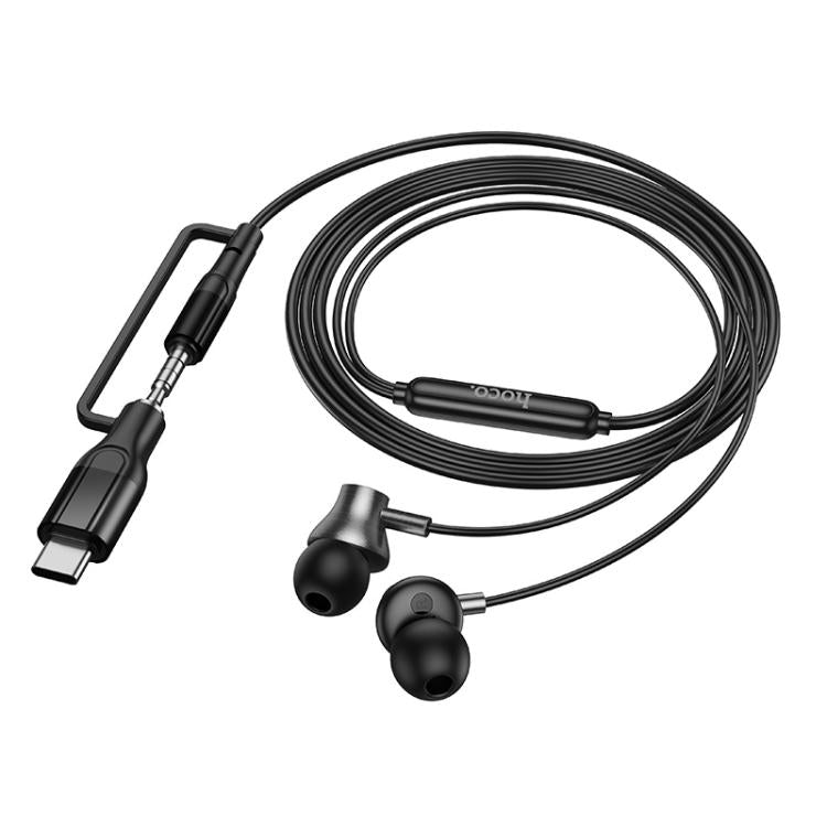 hoco M119A Mia 2-in-1 3.5mm & Type-C Universal Digital Earphones with Microphone - Black