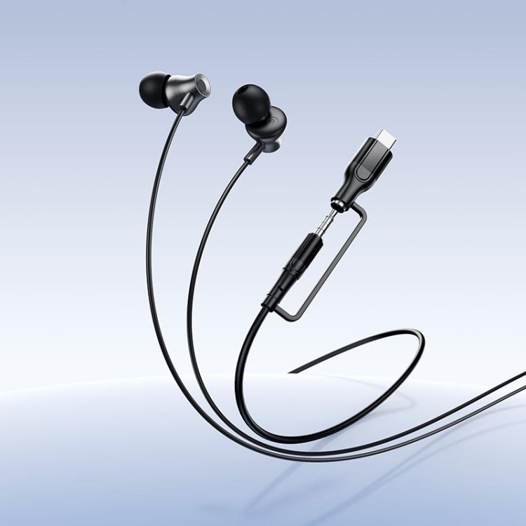 hoco M119A Mia 2-in-1 3.5mm & Type-C Universal Digital Earphones with Microphone - Black