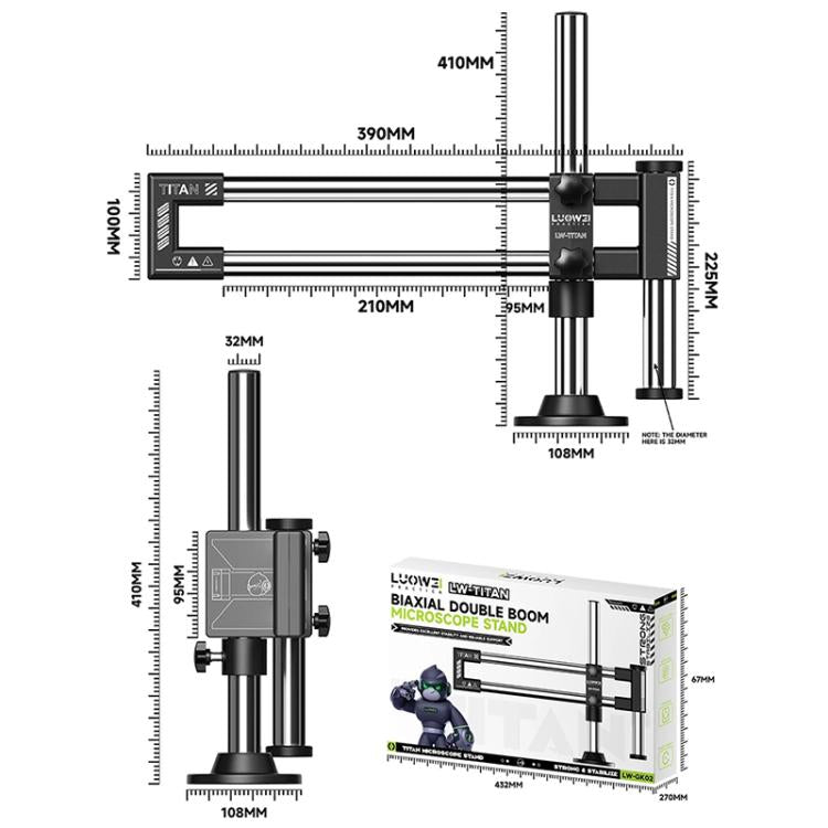 LUOWEI LW-GK02 Titan 360 Degree Rotating Lift Microscope Universal Dual Axis Swing Arm Stand