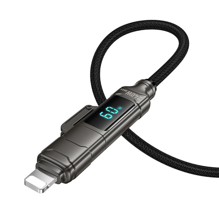 hoco U152 1.2m Fortune 240W USB / Type-C to Type-C / 8 Pin 4-in-1 Charging Data Cable with Display
