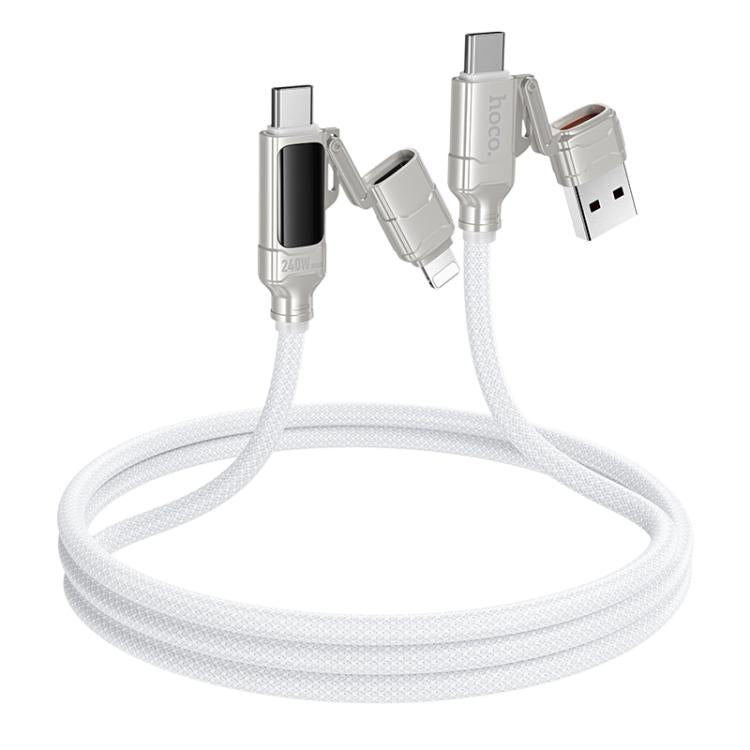 hoco U152 1.2m Fortune 240W USB / Type-C to Type-C / 8 Pin 4-in-1 Charging Data Cable with Display