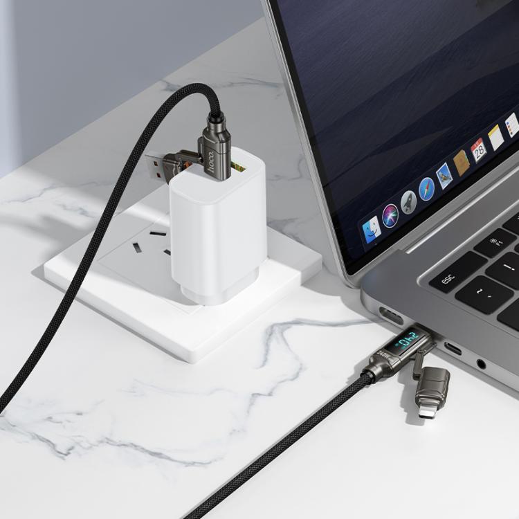 hoco U152 1.2m Fortune 240W USB / Type-C to Type-C / 8 Pin 4-in-1 Charging Data Cable with Display