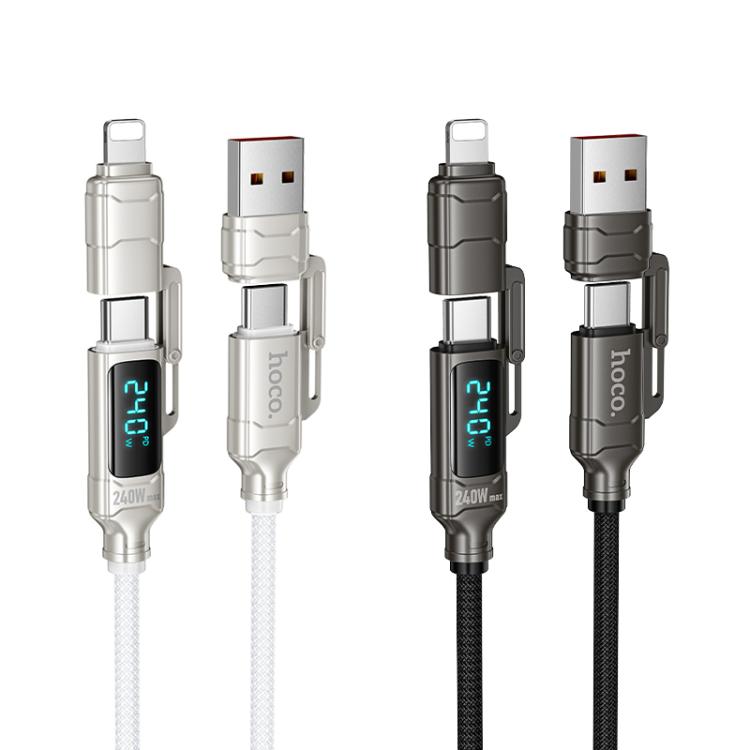 hoco U152 1.2m Fortune 240W USB / Type-C to Type-C / 8 Pin 4-in-1 Charging Data Cable with Display
