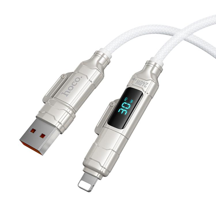 hoco U152 1.2m Fortune 240W USB / Type-C to Type-C / 8 Pin 4-in-1 Charging Data Cable with Display