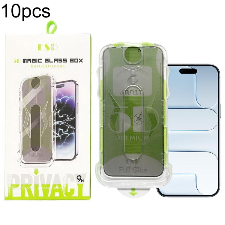For iPhone Air 10pcs 5D Curved Easy Install Dust-proof Box Privacy Tempered Glass Film