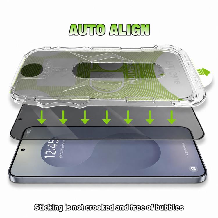 For Galaxy S25 5G / S24 5G 10pcs 5D Curved Easy Install Dust-proof Box Privacy Tempered Glass Film with Lens Film, Support Ultrasonic Unlock