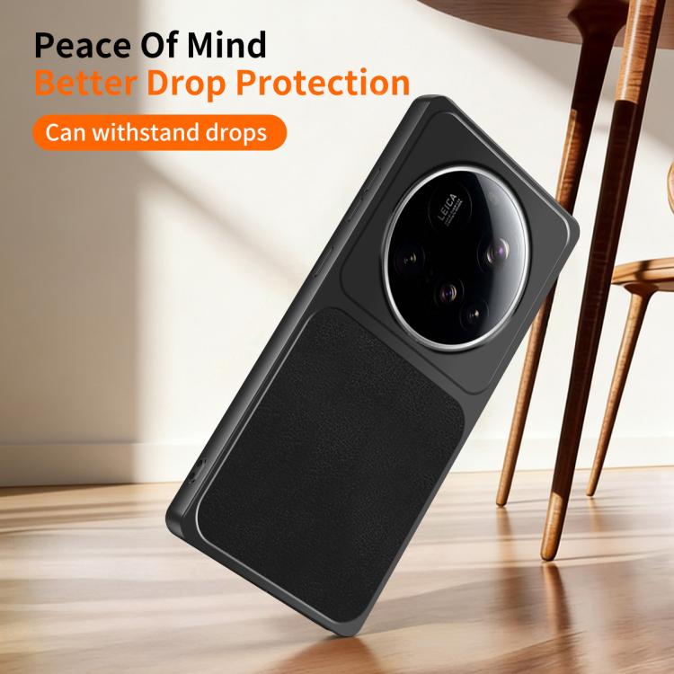 For Xiaomi 15 Ultra WANLONFENG Lambskin Texture PC TPU Phone Case with 2pcs Screen Films