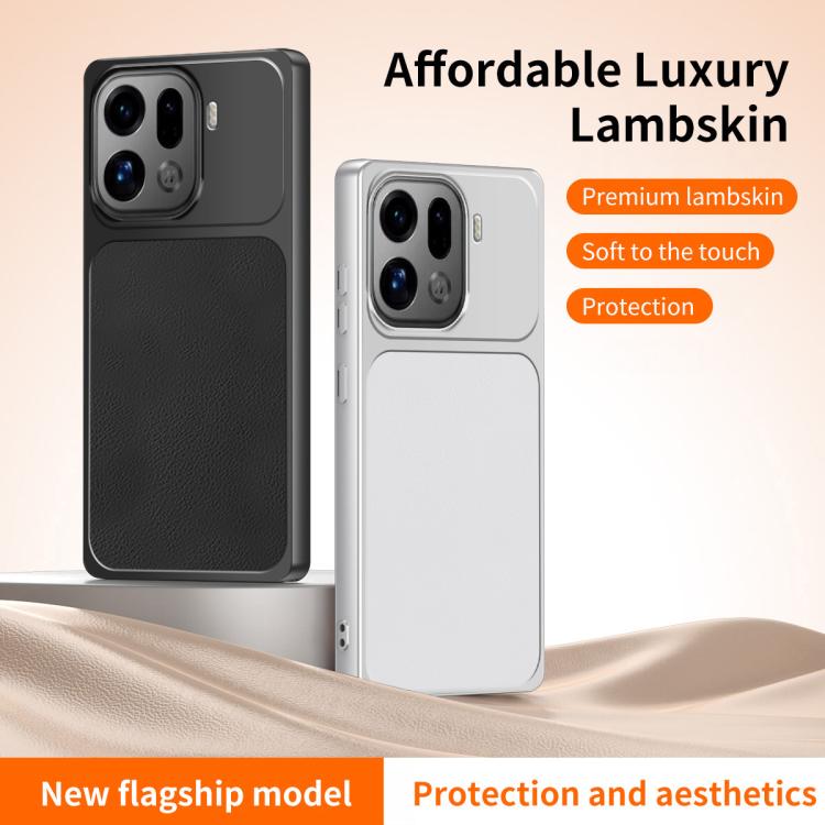 For OPPO Find X9 Pro WANLONFENG Lambskin Texture PC TPU Phone Case with 2pcs Screen Films