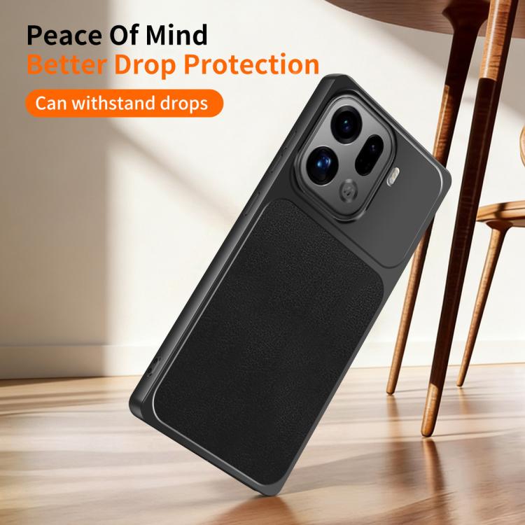 For OPPO Find X9 Pro WANLONFENG Lambskin Texture PC TPU Phone Case with 2pcs Screen Films