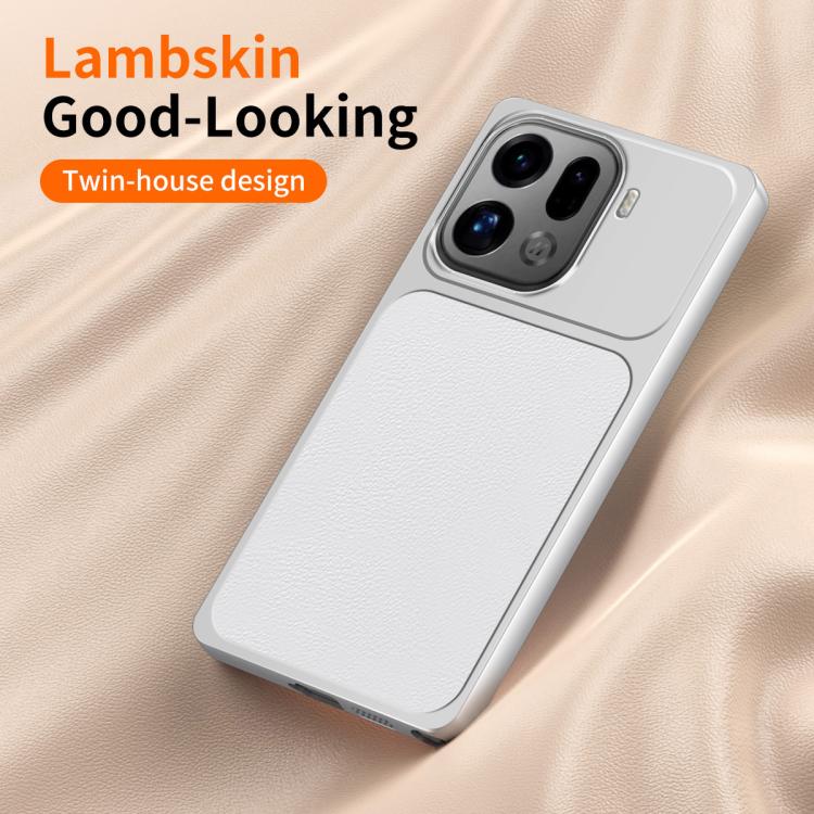 For OPPO Find X9 Pro WANLONFENG Lambskin Texture PC TPU Phone Case with 2pcs Screen Films
