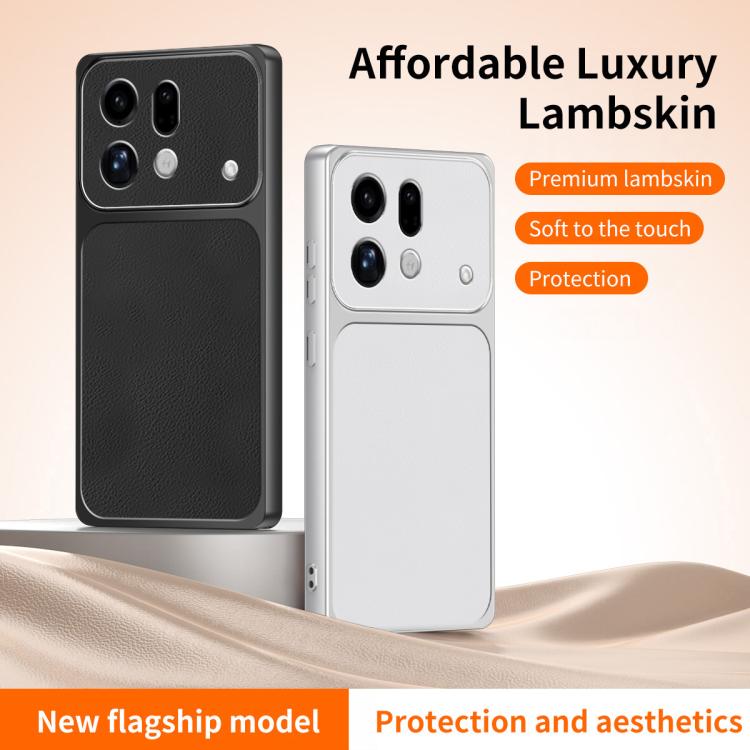 For OPPO Find X9s Pro WANLONFENG Lambskin Texture PC TPU Phone Case with 2pcs Screen Films