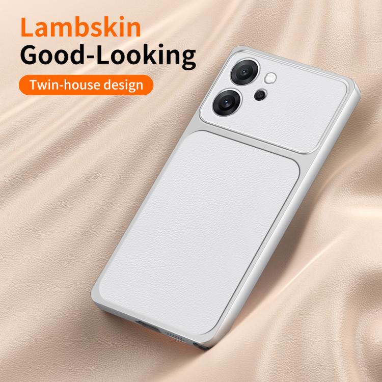 For OPPO Reno14 F 5G WANLONFENG Lambskin Texture PC TPU Phone Case with 2pcs Screen Films
