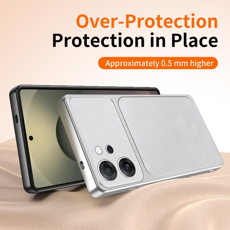 For OPPO Reno14 F 5G WANLONFENG Lambskin Texture PC TPU Phone Case with 2pcs Screen Films
