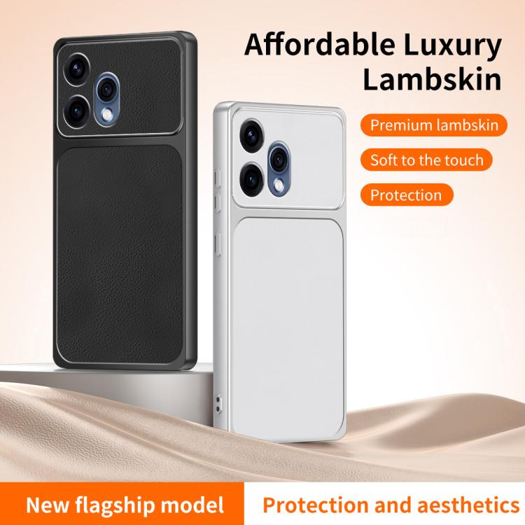 For OPPO Reno15 5G Global WANLONFENG Lambskin Texture PC TPU Phone Case with 2pcs Screen Films