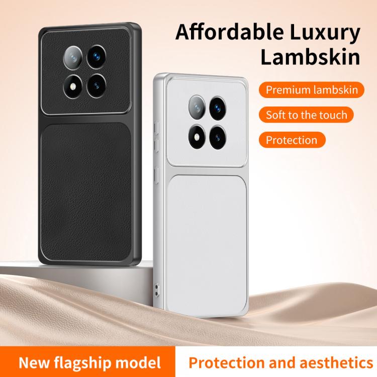 For Redmi Note 14 Pro 5G / Poco X7 5G WANLONFENG Lambskin Texture PC TPU Phone Case with 2pcs Screen Films