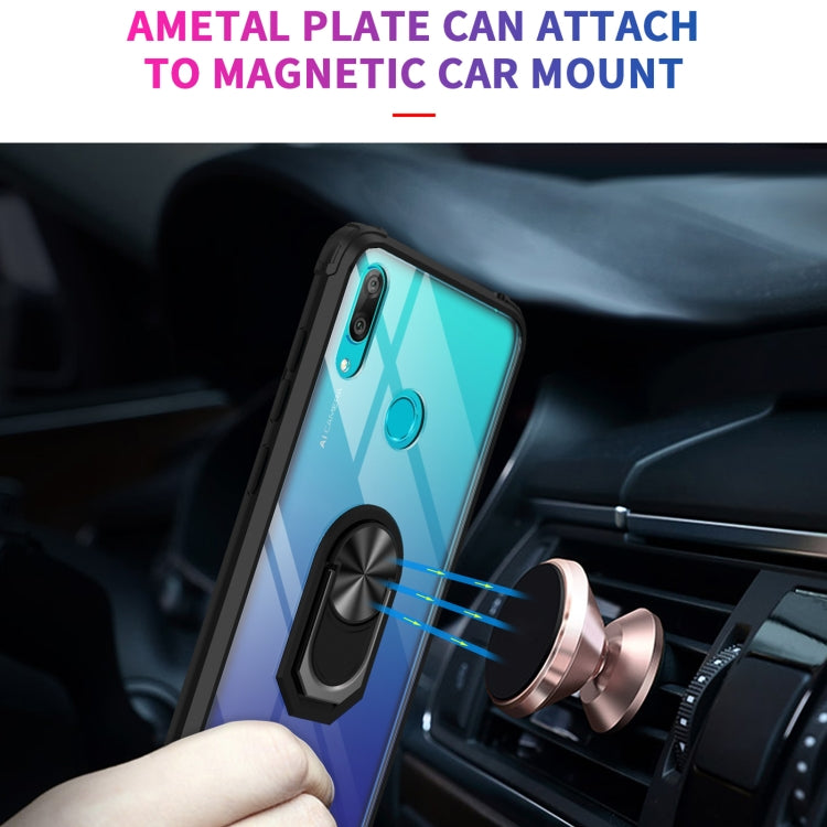 For Huawei Y7 Prime (2019) Shockproof Transparent TPU + Acrylic Protective Case with Ring Holder