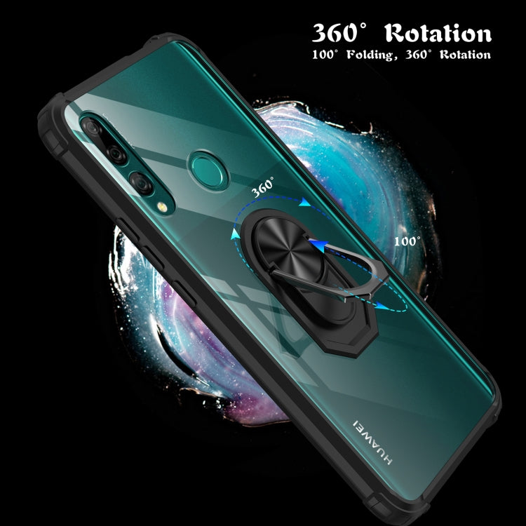 For Huawei Y9 Prime (2019) Shockproof Transparent TPU + Acrylic Protective Case with Ring Holder