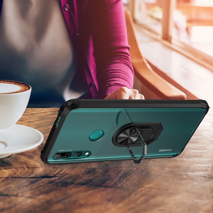 For Huawei Y9 Prime (2019) Shockproof Transparent TPU + Acrylic Protective Case with Ring Holder