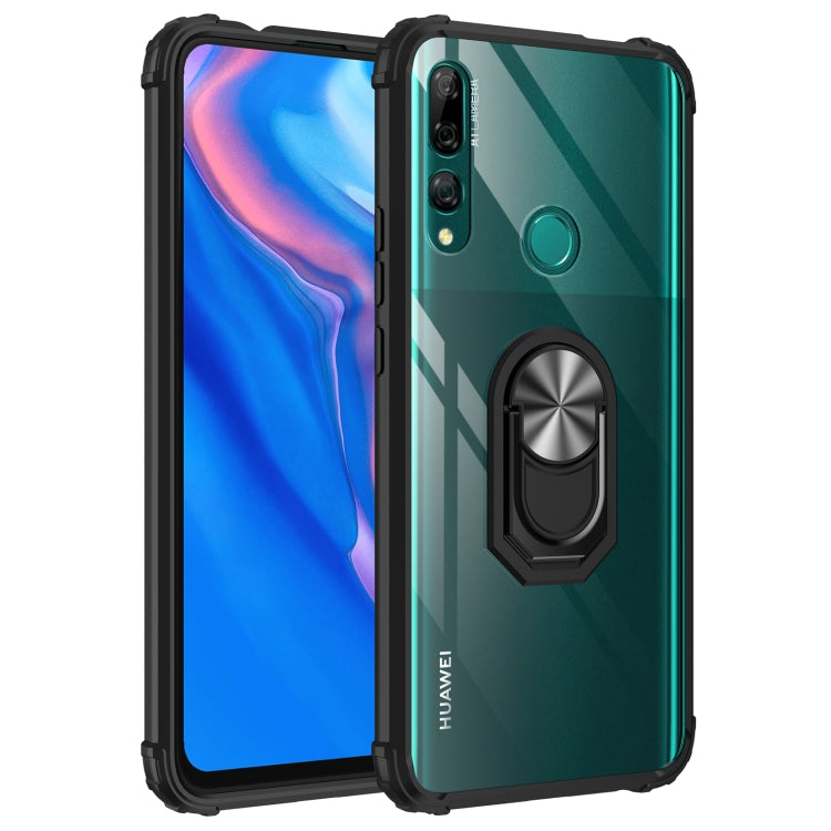 For Huawei Y9 Prime (2019) Shockproof Transparent TPU + Acrylic Protective Case with Ring Holder