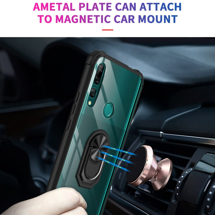 For Huawei Y9 Prime (2019) Shockproof Transparent TPU + Acrylic Protective Case with Ring Holder