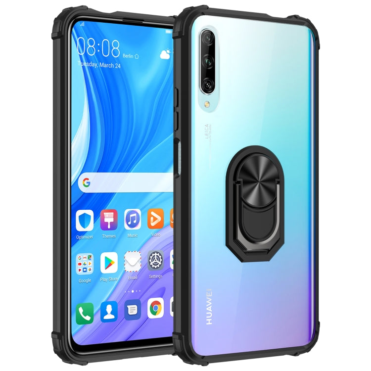 For Huawei Y9s Shockproof Transparent TPU + Acrylic Protective Case with Ring Holder