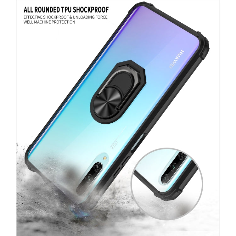 For Huawei Y9s Shockproof Transparent TPU + Acrylic Protective Case with Ring Holder