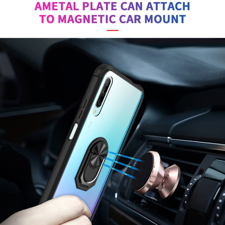 For Huawei Y9s Shockproof Transparent TPU + Acrylic Protective Case with Ring Holder