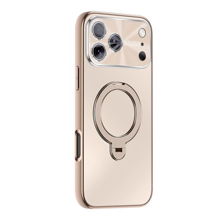 For iPhone 15 Pro Electroplated Matte Fulcrum Magnetic Holder Phone Case