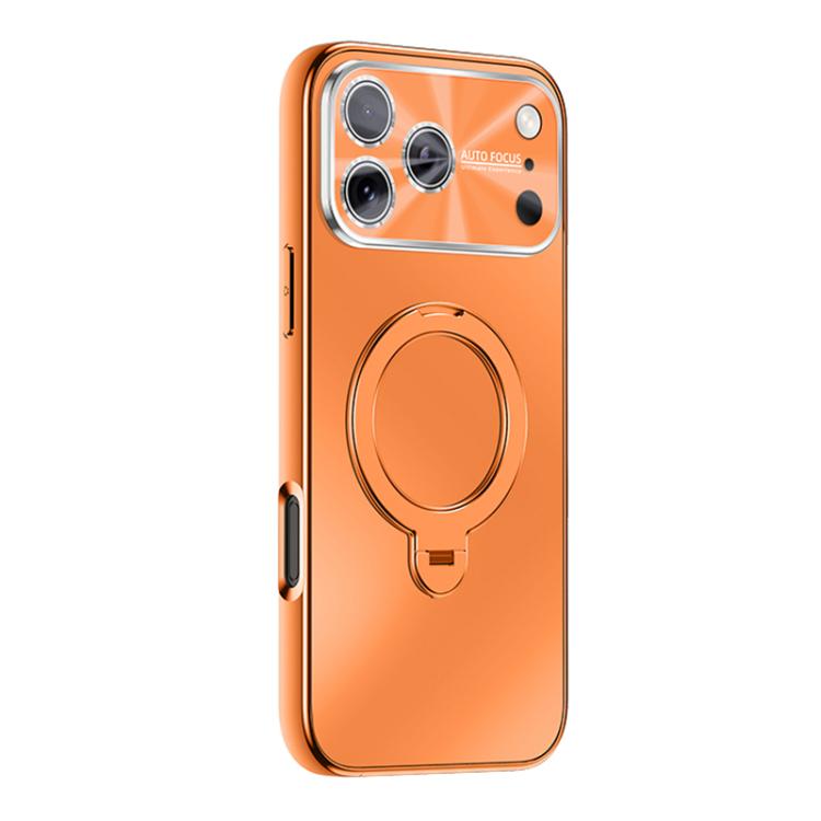For iPhone 15 Pro Max Electroplated Matte Fulcrum Magnetic Holder Phone Case