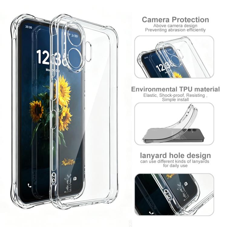 For TCL NxtPaper 70 Pro 5G imak Shockproof Airbag TPU Phone Case - Transparent