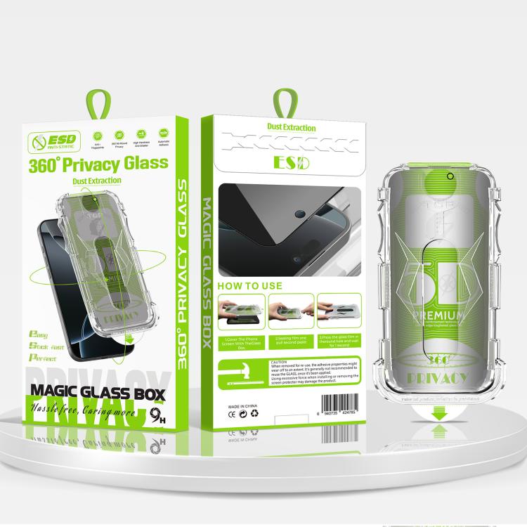 For iPhone 17 Pro Max 5pcs 5D Curved Easy Install Dust-proof Box 360 Privacy Tempered Glass Film