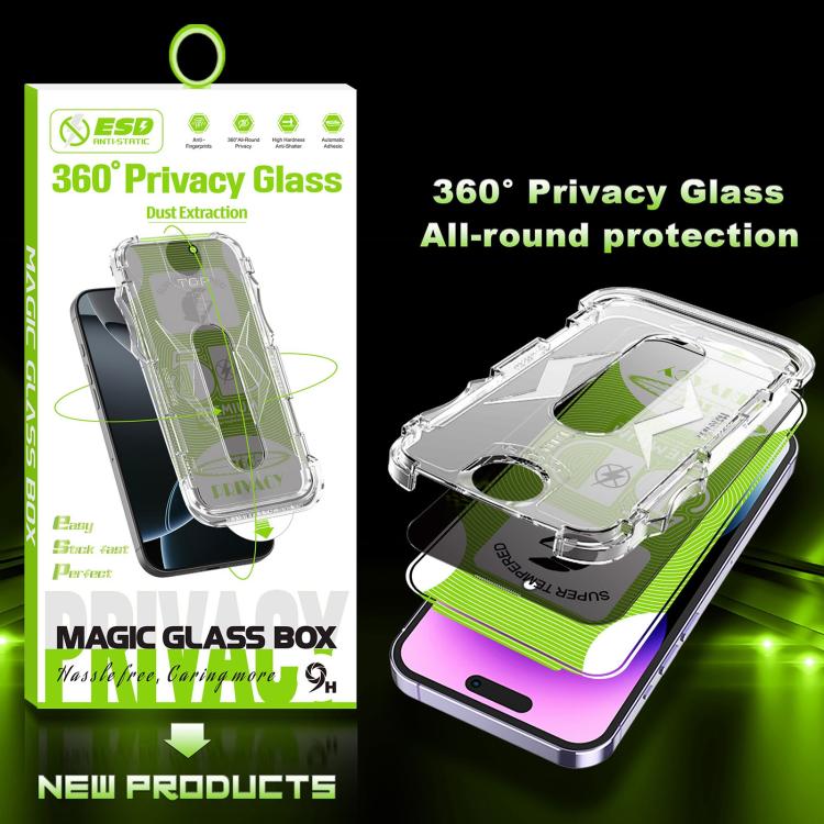 For iPhone 11 Pro Max 5pcs 5D Curved Easy Install Dust-proof Box 360 Privacy Tempered Glass Film