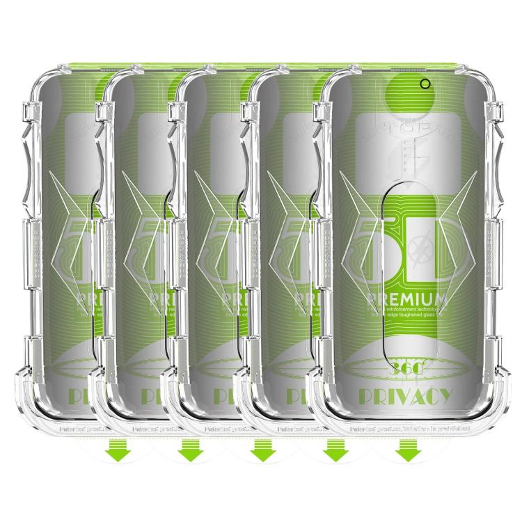 For iPhone XS Max 5pcs 5D Curved Easy Install Dust-proof Box 360 Privacy Tempered Glass Film