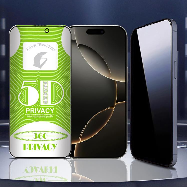 For iPhone 17 5pcs 5D Curved Easy Install Dust-proof Box 360 Privacy Tempered Glass Film with Lens Film