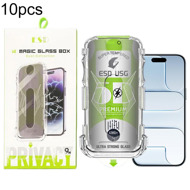 For iPhone Air 10pcs 5D Curved Easy Install Dust-proof Box Privacy Edge-to-Edge Tempered Glass Film