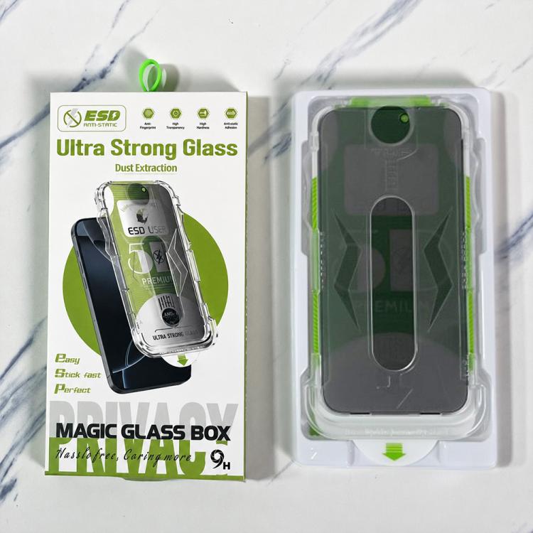 For iPhone 14 Pro Max 10pcs 5D Curved Easy Install Dust-proof Box Privacy Edge-to-Edge Tempered Glass Film