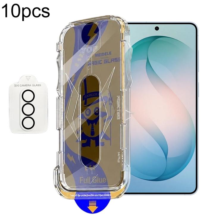 For Galaxy S26 5G 10pcs MEIDELE Easy Install Dust-proof Box Privacy Tempered Glass Film with Lens Film, Support Ultrasonic Unlock