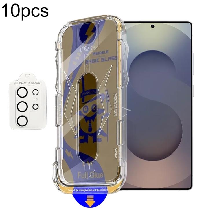 For Galaxy S25 Ultra 5G 10pcs MEIDELE Easy Install Dust-proof Box Privacy Tempered Glass Film with Lens Film, Support Ultrasonic Unlock