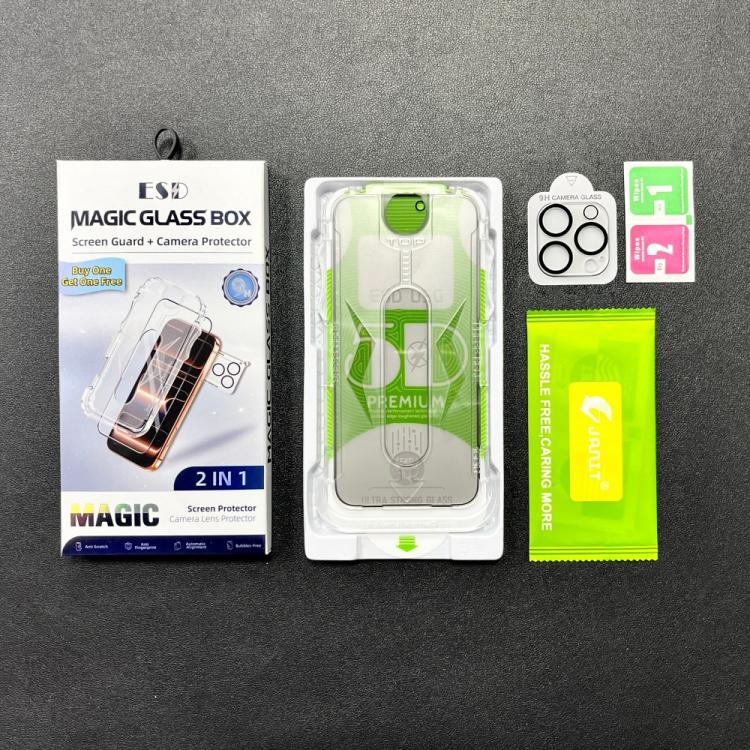 For iPhone 14 Pro 10pcs 5D Curved Easy Install Dust-proof Box Privacy Edge-to-Edge Tempered Glass Film with Lens Film