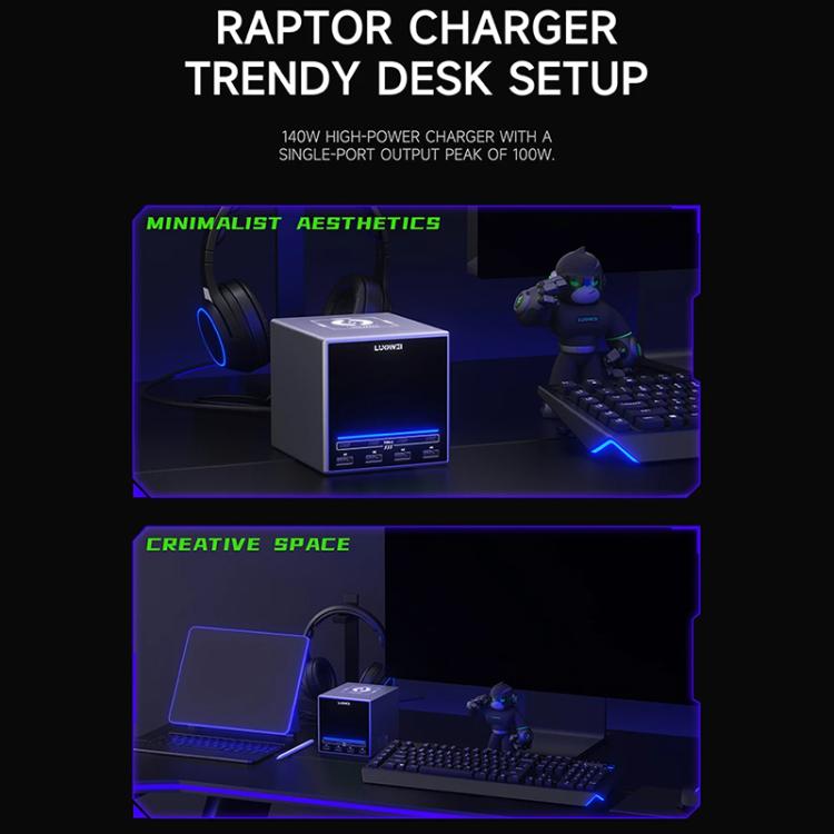 LUOWEI LW-U1 140W Raptor 8-Ports USB & Type-C Charger Station with Wireless Charging, Plug:US Plug