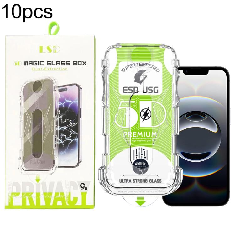 For iPhone 17e / 16e / 14 / 13 Pro 10pcs 5D Curved Easy Install Dust-proof Box Edge-to-Edge HD Tempered Glass Film