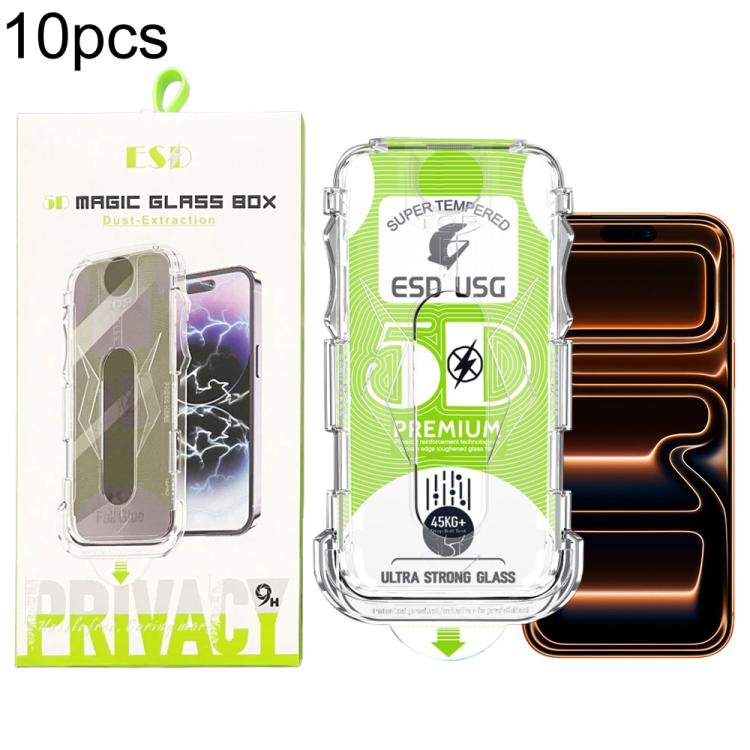 For iPhone 17 Pro 10pcs 5D Curved Easy Install Dust-proof Box Edge-to-Edge HD Tempered Glass Film
