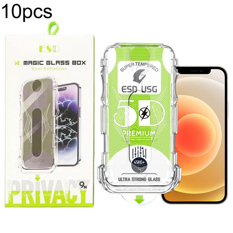 For iPhone 12 / 12 Pro 10pcs 5D Curved Easy Install Dust-proof Box Edge-to-Edge HD Tempered Glass Film