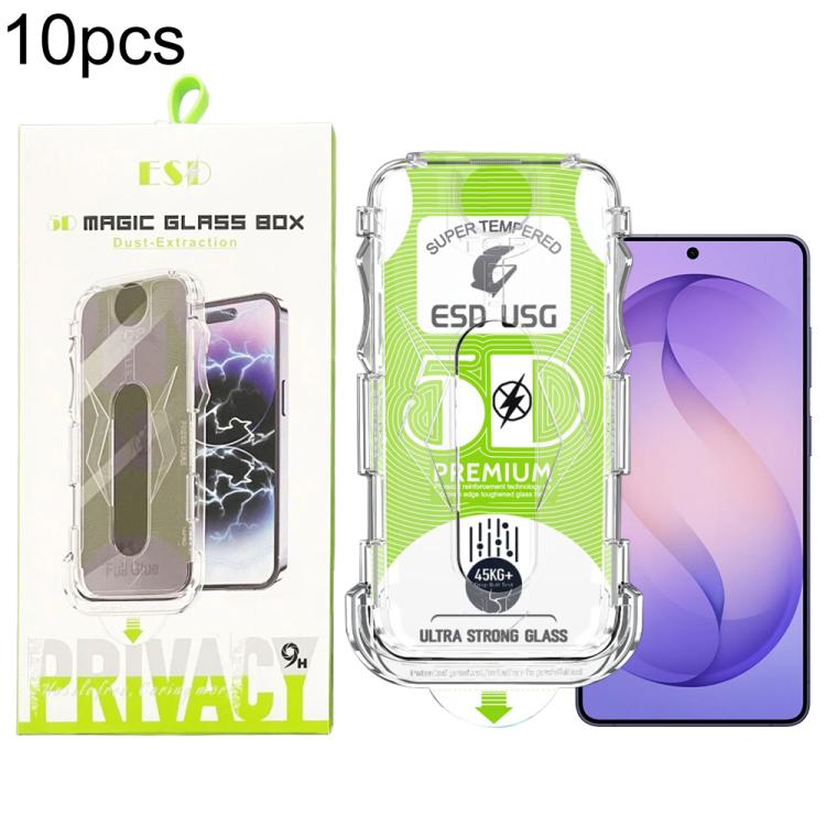 For Galaxy S26 Ultra 5G 10pcs 5D Curved Easy Install Dust-proof Box Edge-to-Edge HD Tempered Glass Film, Support Ultrasonic Unlock