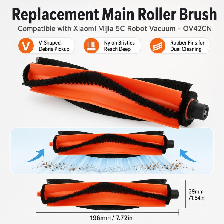 Replacement Accessories for Xiaomi Mijia 5C OV42CN Robot Vacuum Cleaner, Specification:Main Brush