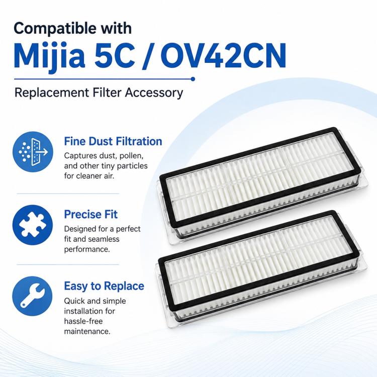 Replacement Accessories for Xiaomi Mijia 5C OV42CN Robot Vacuum Cleaner, Specification:Dual Filter