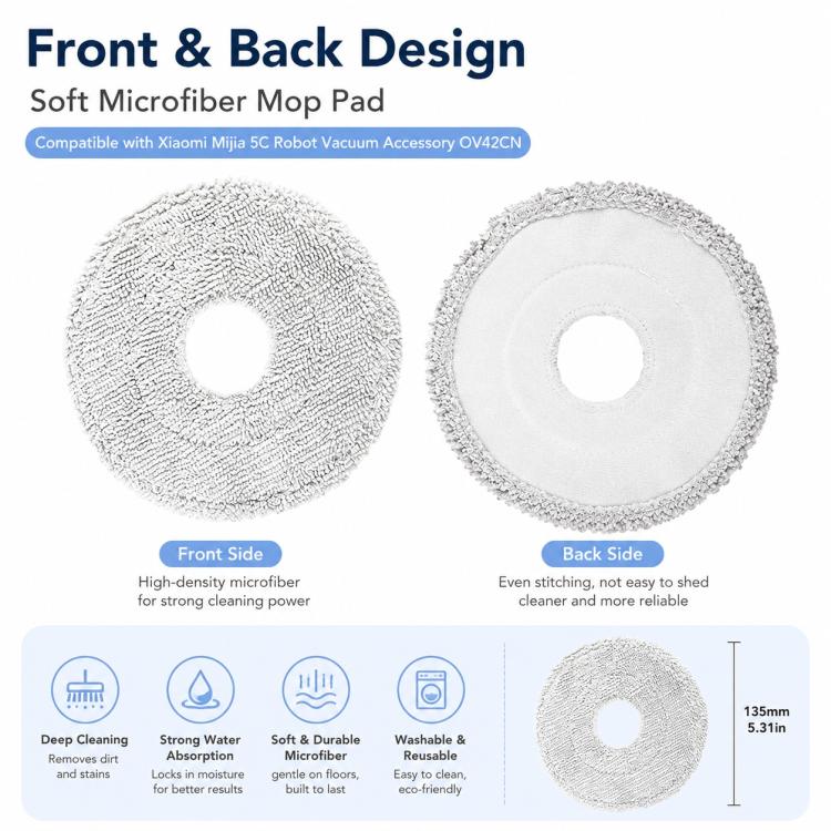 Replacement Accessories for Xiaomi Mijia 5C OV42CN Robot Vacuum Cleaner, Specification:Fine Mop Pad
