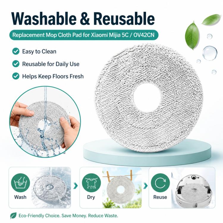 Replacement Accessories for Xiaomi Mijia 5C OV42CN Robot Vacuum Cleaner, Specification:Fine Mop Pad