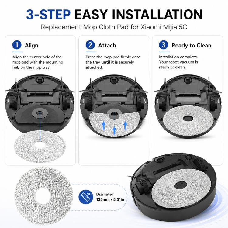 Replacement Accessories for Xiaomi Mijia 5C OV42CN Robot Vacuum Cleaner, Specification:Fine Mop Pad