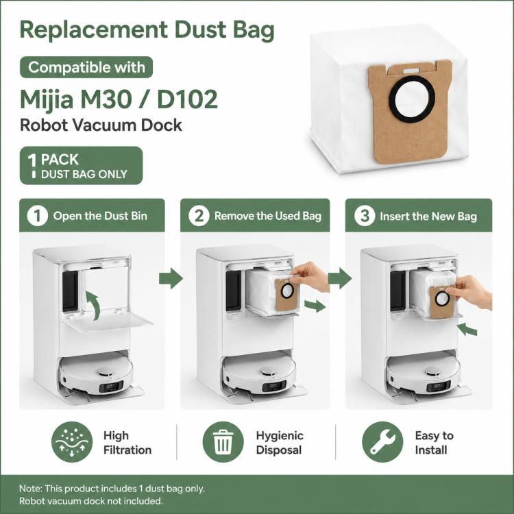 Replacement Accessories for Xiaomi Mijia M30 Robot Vacuum Cleaner, Specification:Dust Bag
